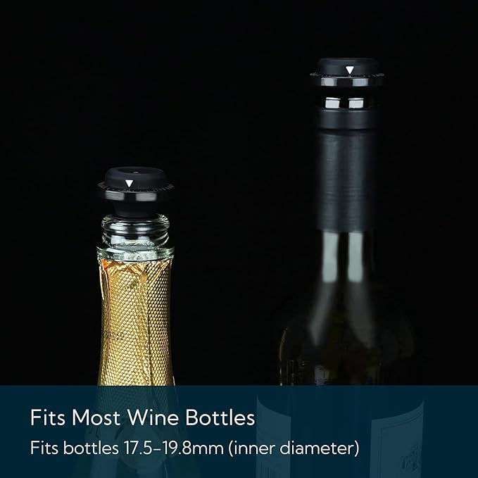 KITCHENDAO Wine Saver Vacuum Stoppers for Wine Bottles,Keep Wine Fresh for Up to a Week with Airtight Seal,Suitable for KITCHENDAO Wine Saver Pump,Set of 4 (Black)