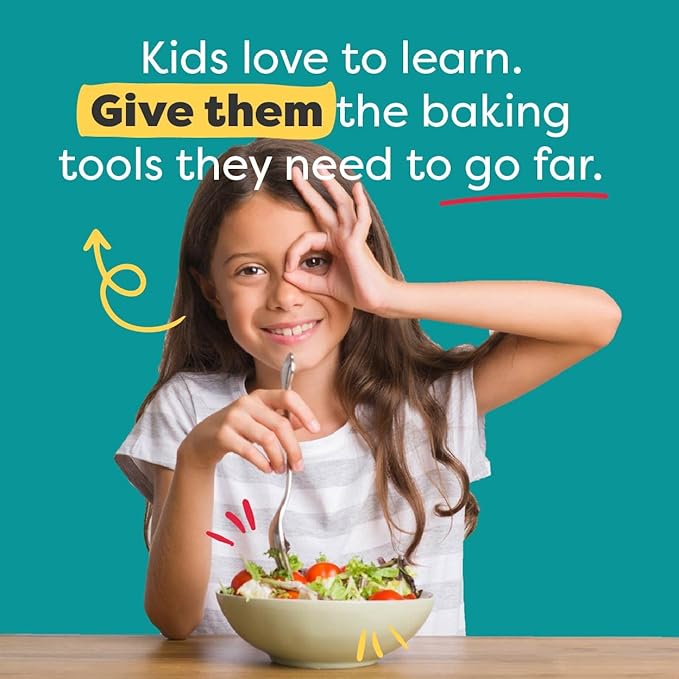 Baketivity 31 Pcs Kids Cooking & Baking Set with Kids Knife & Real Cooking Utensils - Kid Safe Knife & Cooking Tools - Kids Baking Set Gift for Girls & Boys Including Nylon Knife for Kids