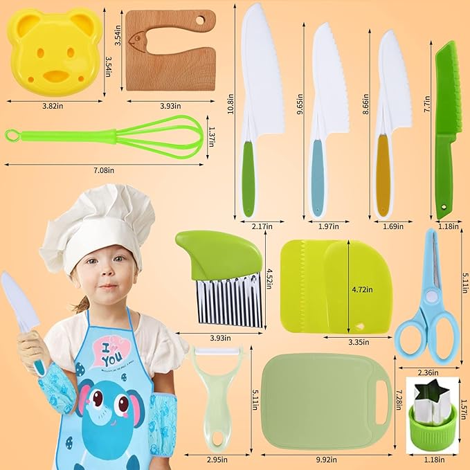 24 Pieces Wooden Kids Knife Set, Kids Safe Knifes For Kids Cooking,Kids Kitchen Wooden Knives For Parent-Child Games&Exercise Hands-On Ability&Gifts