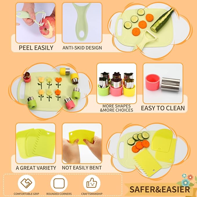 24 Pieces Wooden Kids Knife Set, Kids Safe Knifes For Kids Cooking,Kids Kitchen Wooden Knives For Parent-Child Games&Exercise Hands-On Ability&Gifts