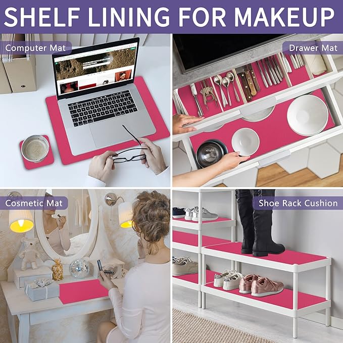 Kitchen Shelf Liner Drawer Liners, Non-Adhesive Refrigerator Liners Waterproof Fridge Mats with Strong Durable Kitchen Cabinets Mat for Drawers, Shelves, Pantry