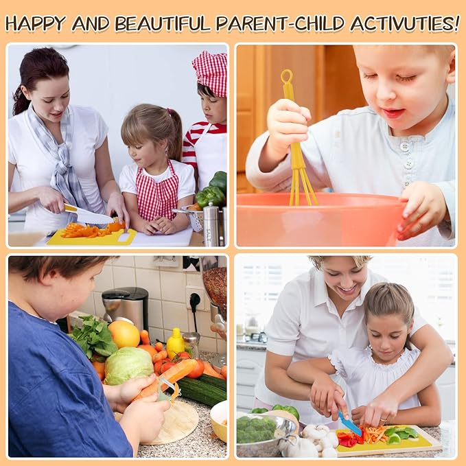20 Pieces Wooden Kids Knife Set, Kids Safe Knifes For Cooking,Kids Kitchen Knives For Parent-Child Games&Exercise Hands-On Ability&Gifts