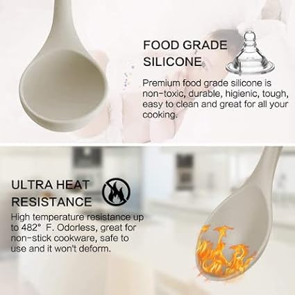 Kitchen Utensils Set, 33 pcs Non-Stick Silicone Cooking Utensils Set, Heat-Resistant Silicone, Wooden Utensils for Cooking, Kitchen Gadgets Spatula Set, Apartment Essentials Kitchen Set (Khaki)