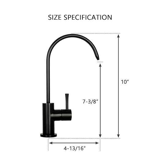 Kitchen Water Filter Faucet Fits Most Reverse Osmosis Units or Water Filtration System in Non-Air Gap, Only for Cold Water (Matte Black)