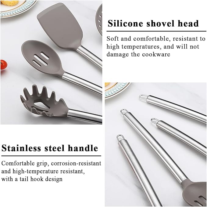 Kitchen Utensils Set, Kyraton 38 Piece Silicone kitchen Cooking Utensils Set with Utensil Rack, Spoon Spatula Set, Non-Stick kitchen Gadgets, Dishwasher Safe