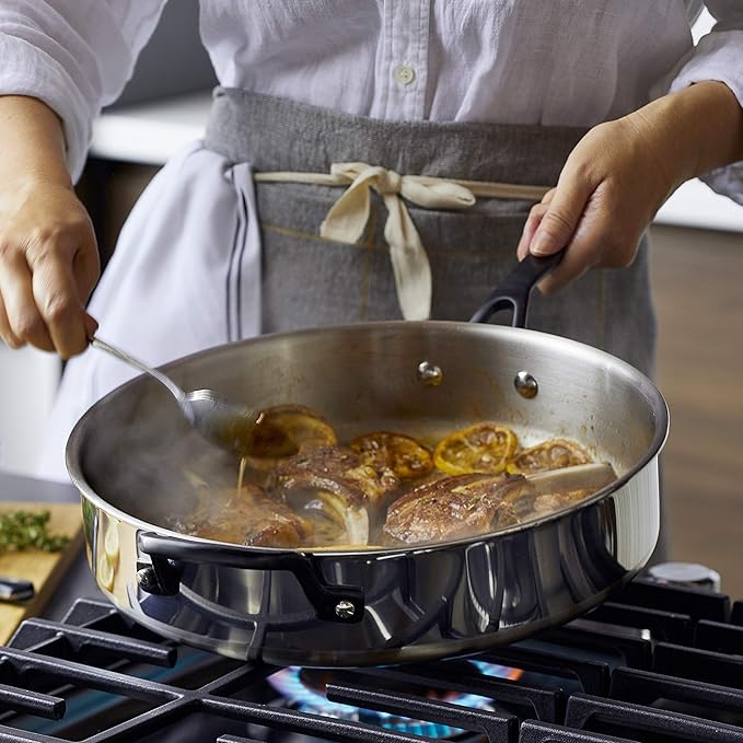 KitchenAid 5-Ply Clad Stainless Steel Cookware Pots and Pans Set, 10 Piece, Polished Stainless