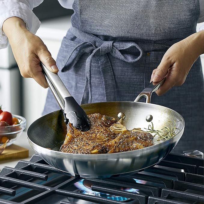 KitchenAid 3-Ply Base Stainless Steel Cookware Pots and Pans Set, 10 Piece, Brushed Stainless